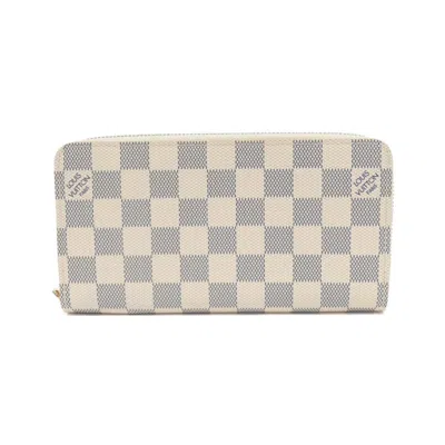 Pre-owned Louis Vuitton Damier Azur Azur Coated Canvas Long Wallet (bi-fold) () In Blue
