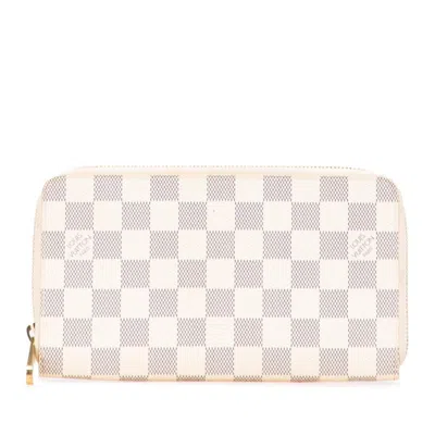 Pre-owned Louis Vuitton Damier Azur Azur Pvc Leather Long Wallet (bi-fold) () In Blue