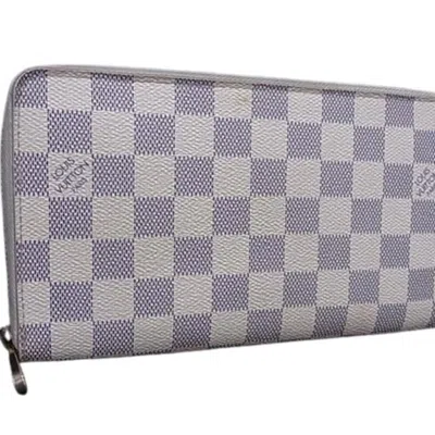 Pre-owned Louis Vuitton Damier Azur Azur Pvc Leather Long Wallet (bi-fold) () In Blue