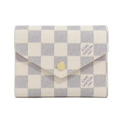 Pre-owned Louis Vuitton Damier Azur Azur Rose Ballerine Coated Canvas Wallet (tri-fold) () In Azur, Rose Ballerine