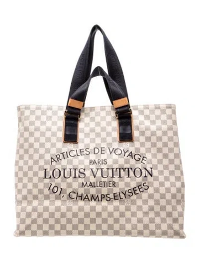 Pre-owned Louis Vuitton Damier Azur Beach Cabas Gm In Neutrals