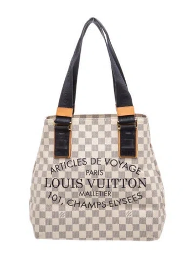 Pre-owned Louis Vuitton Damier Azur Beach Cabas Pm In Neutrals