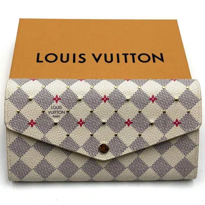 Pre-owned Louis Vuitton Damier Azur Beige Damier Azur Wallet (bi-fold) () In Sand