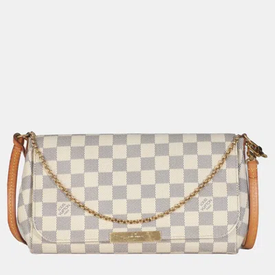 Pre-owned Louis Vuitton Damier Azur Canvas Favorite Mm Bag In White