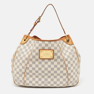 Pre-owned Louis Vuitton Damier Azur Canvas Galliera Pm Bag In White