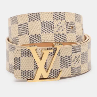 Pre-owned Louis Vuitton Damier Azur Canvas Initials Belt 80cm In Gray