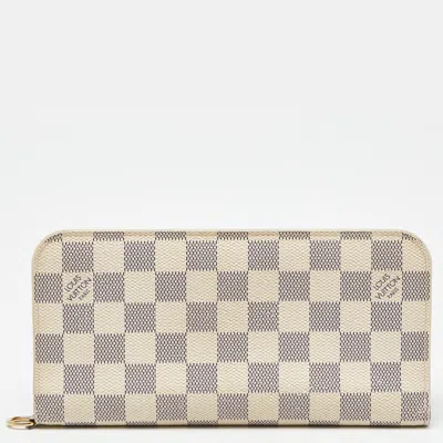 Pre-owned Louis Vuitton Damier Azur Canvas Insolite Wallet In White