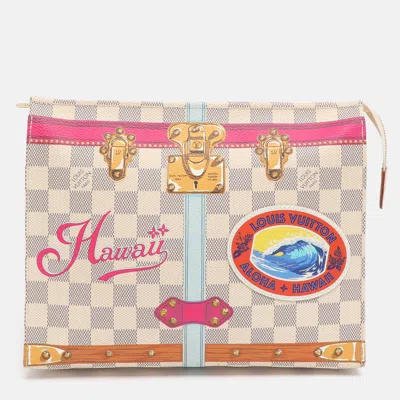 Pre-owned Louis Vuitton Damier Azur Canvas Summer Trunk Toiletry Pouch In Gray