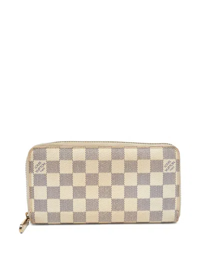 Pre-owned Louis Vuitton Damier Azur Check Wallet In White