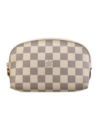 Pre-owned Louis Vuitton Damier Azur Cosmetic Pouch In Neutrals