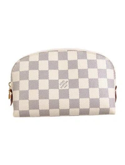 Pre-owned Louis Vuitton Damier Azur Cosmetic Pouch Pm In Neutrals