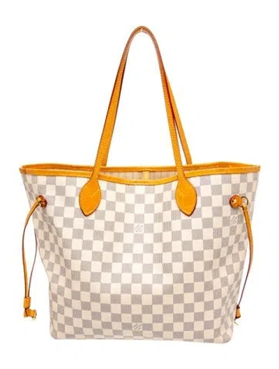 Pre-owned Louis Vuitton Damier Azur Damier Azur Neverfull W/ Pouch Mm In Neutral