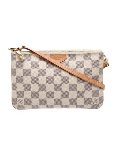 Pre-owned Louis Vuitton Damier Azur Double Zip Pochette In Neutral