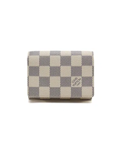 Pre-owned Louis Vuitton Damier Azur Flap Card Holder In White