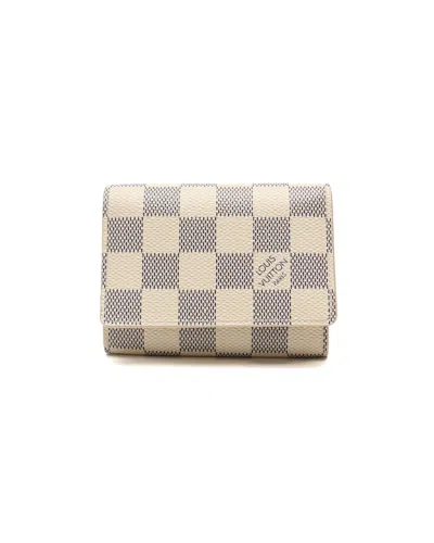 Pre-owned Louis Vuitton Damier Azur Flap Card Holder In White