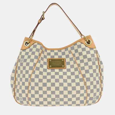 Pre-owned Louis Vuitton Damier Azur Galliera Pm Shoulder Bag In White