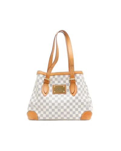 Pre-owned Louis Vuitton Damier Azur Hampstead Mm Tote Bag In White