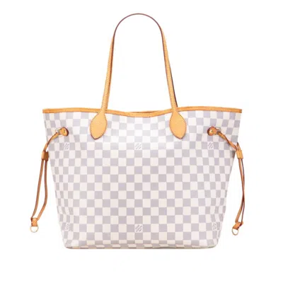 Pre-owned Louis Vuitton Damier Azur Ivory White Pvc Leather Shoulder Bag Tote Bag ()