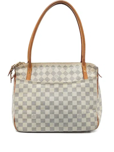 Pre-owned Louis Vuitton Damier Azur Leather Tote Bag In Gray