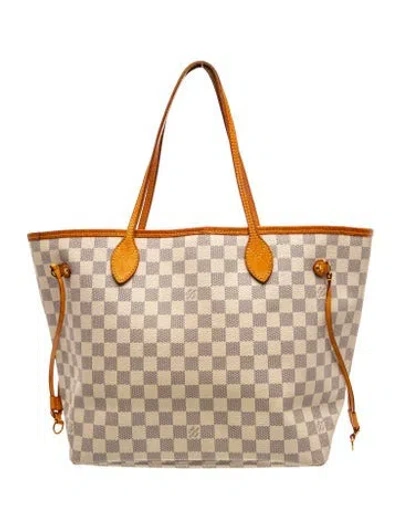 Pre-owned Louis Vuitton Damier Azur Neverfull Mm In Neutral