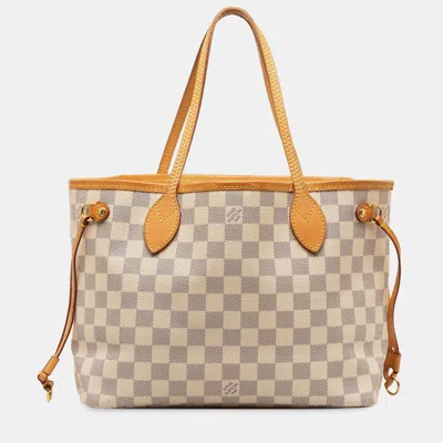 Pre-owned Louis Vuitton Damier Azur Neverfull Pm In Grey