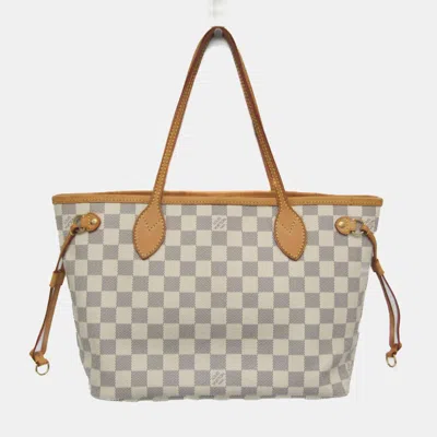 Pre-owned Louis Vuitton Damier Azur Neverfull Pm Tote Bag Off-white