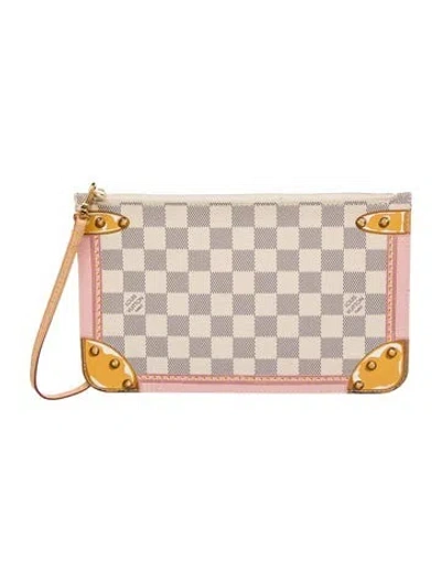 Pre-owned Louis Vuitton Damier Azur Neverfull Pouch In Neutral