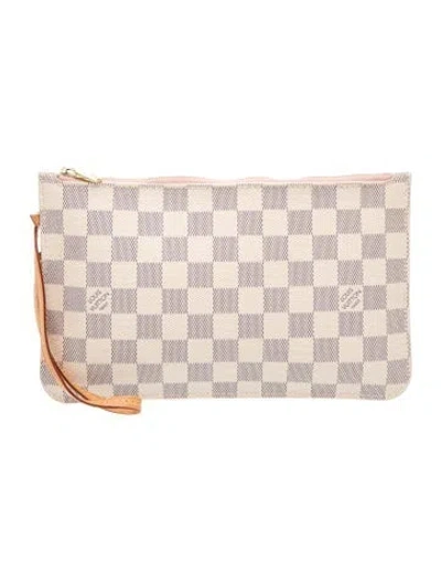 Pre-owned Louis Vuitton Damier Azur Neverfull Pouch In Neutral