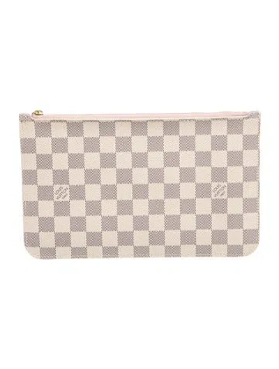 Pre-owned Louis Vuitton Damier Azur Neverfull Pouch In Neutral