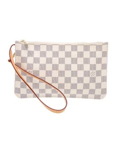 Pre-owned Louis Vuitton Damier Azur Neverfull Pouch In Neutral