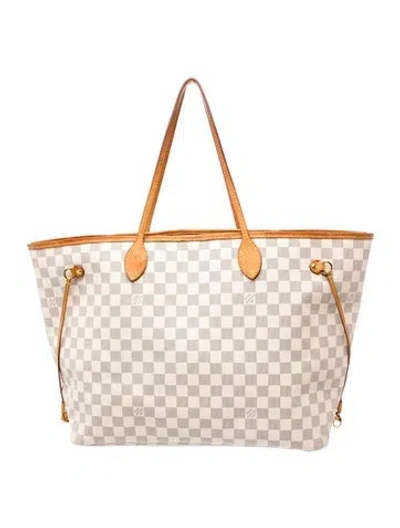 Pre-owned Louis Vuitton Damier Azur Neverfull W/pouch Gm In Neutral