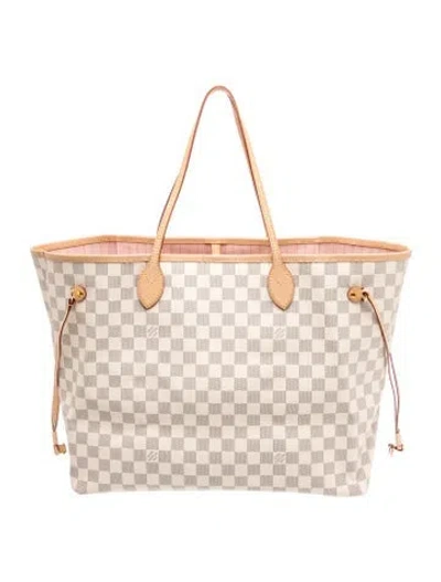 Pre-owned Louis Vuitton Damier Azur Neverfull W/pouch Gm In Neutral