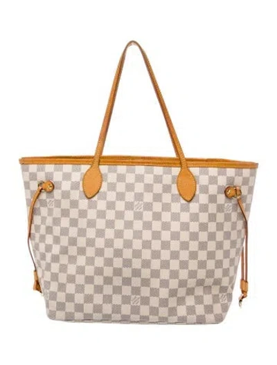 Pre-owned Louis Vuitton Damier Azur Neverfull W/pouch Mm In Neutral