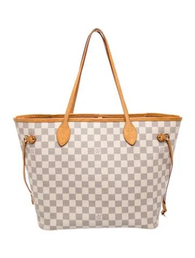 Pre-owned Louis Vuitton Damier Azur Neverfull W/pouch Mm In Neutral