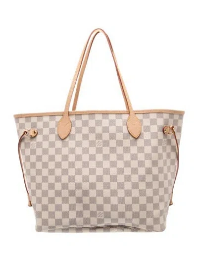 Pre-owned Louis Vuitton Damier Azur Neverfull W/pouch Mm In Neutrals