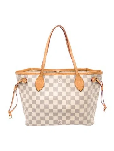 Pre-owned Louis Vuitton Damier Azur Neverfull W/pouch Pm In Neutral