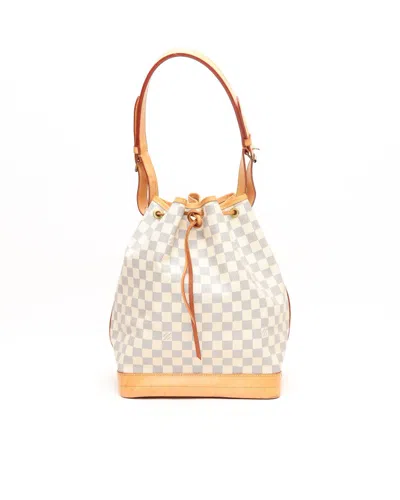 Pre-owned Louis Vuitton Damier Azur Noé Gm Bag In White