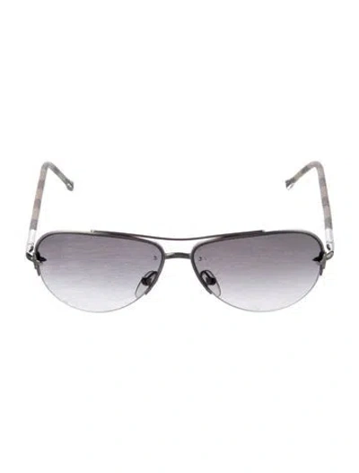 Pre-owned Louis Vuitton Damier Azur Pattern Aviator Sunglasses In Silver