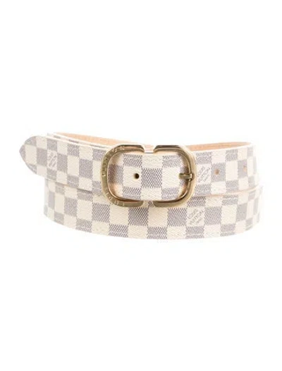 Pre-owned Louis Vuitton Damier Azur Pattern Coated Canvas Belt In Neutrals