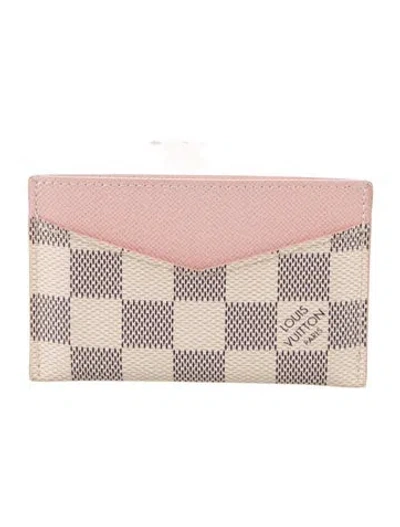 Pre-owned Louis Vuitton Damier Azur Pattern Coated Canvas Card Case In Neutral