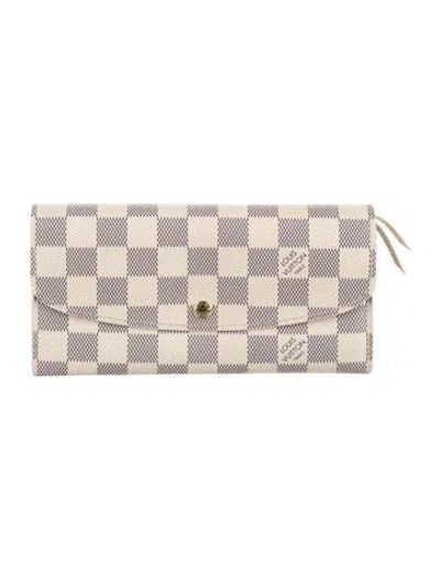 Pre-owned Louis Vuitton Damier Azur Pattern Coated Canvas Emilie Wallet In Neutral