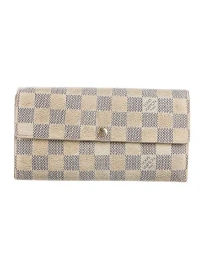 Pre-owned Louis Vuitton Damier Azur Pattern Coated Canvas Sarah Wallet