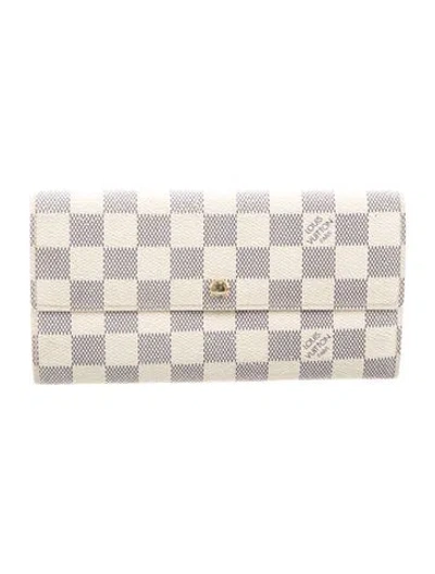 Pre-owned Louis Vuitton Damier Azur Pattern Coated Canvas Sarah Wallet