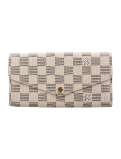 Pre-owned Louis Vuitton Damier Azur Pattern Coated Canvas Sarah Wallet In Neutral