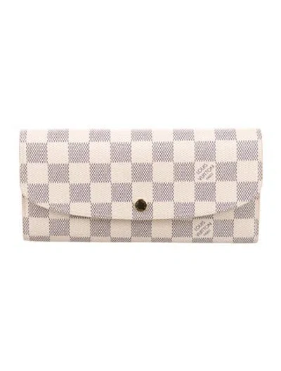 Pre-owned Louis Vuitton Damier Azur Pattern Coated Canvas Sarah Wallet In Neutral