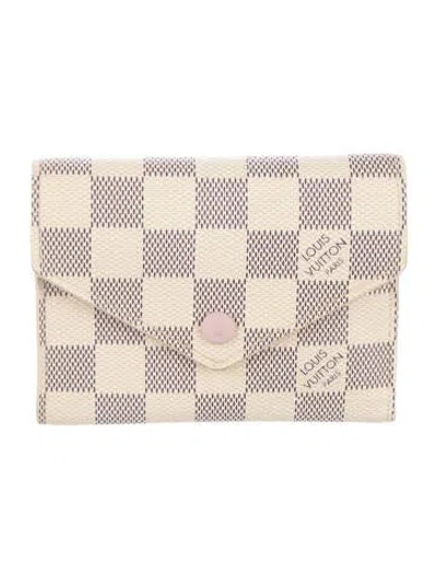 Pre-owned Louis Vuitton Damier Azur Pattern Coated Canvas Victorine Wallet In Neutral