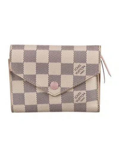Pre-owned Louis Vuitton Damier Azur Pattern Coated Canvas Victorine Wallet In Neutral