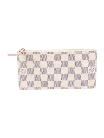 Pre-owned Louis Vuitton Damier Azur Pattern Coated Canvas Wallet In Neutrals