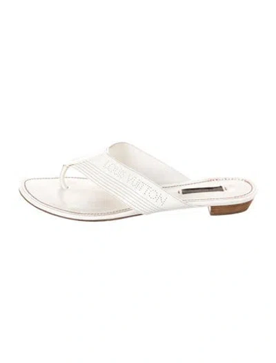 Pre-owned Louis Vuitton Damier Azur Pattern Leather Flip Flops In Neutral