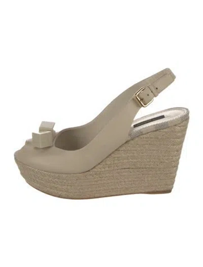 Pre-owned Louis Vuitton Damier Azur Pattern Leather Slingback Pumps In Neutrals